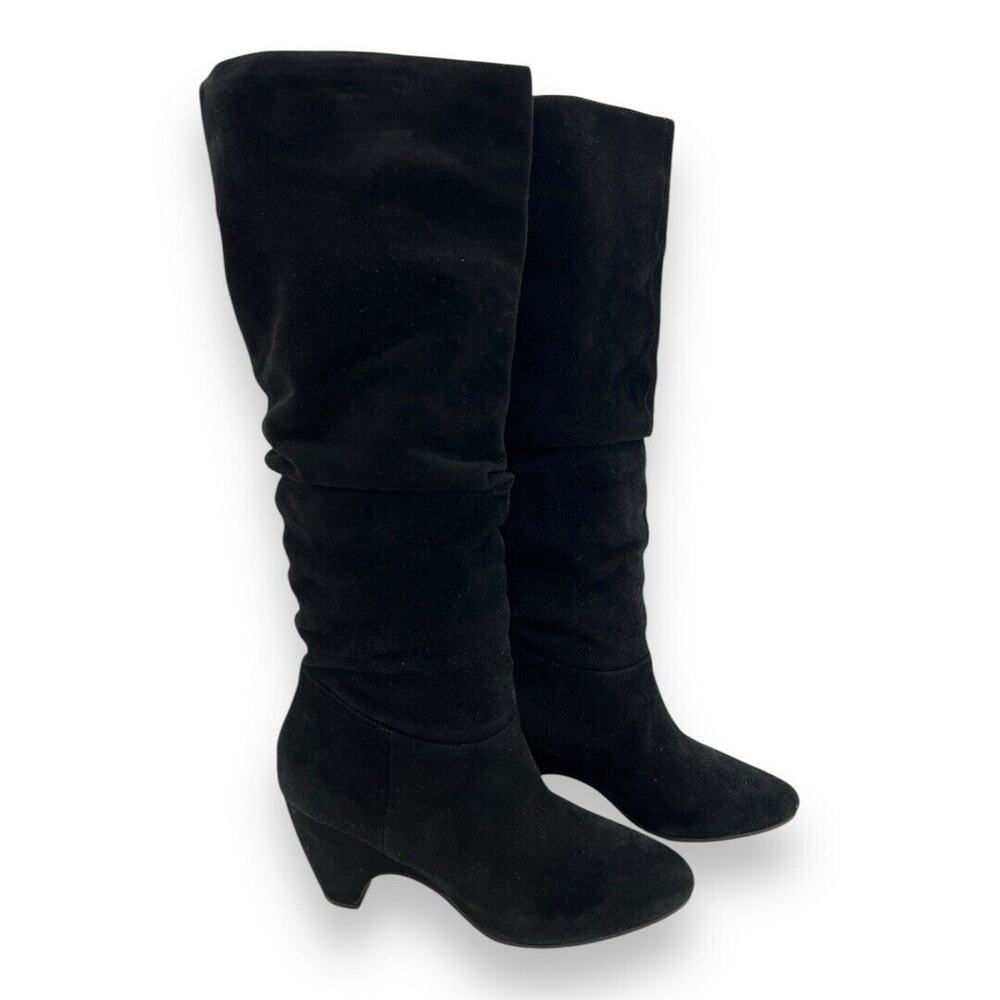 Eileen Fisher Slouched‎ Tall Heeled Boots Women’s Black Suede Women's 9 Classic